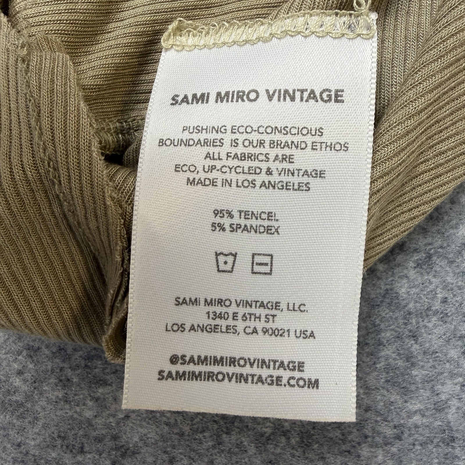 Sami Miro Vintage Asymmetric Tank Top S Nwt Taupe Tencel Eco Rib Made In Usa Tee — image 3 of 8